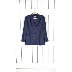 Vintage Rafaella Blue Linen Boxy Blazer Jacket 12 - image 1